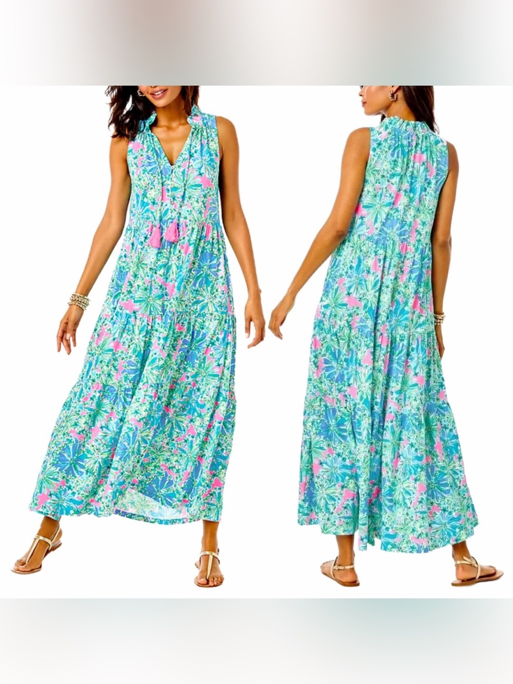 LILLY PULITZER Malone Maxi Dress Good Hare Day Soleil Pink Resort Palm Beach